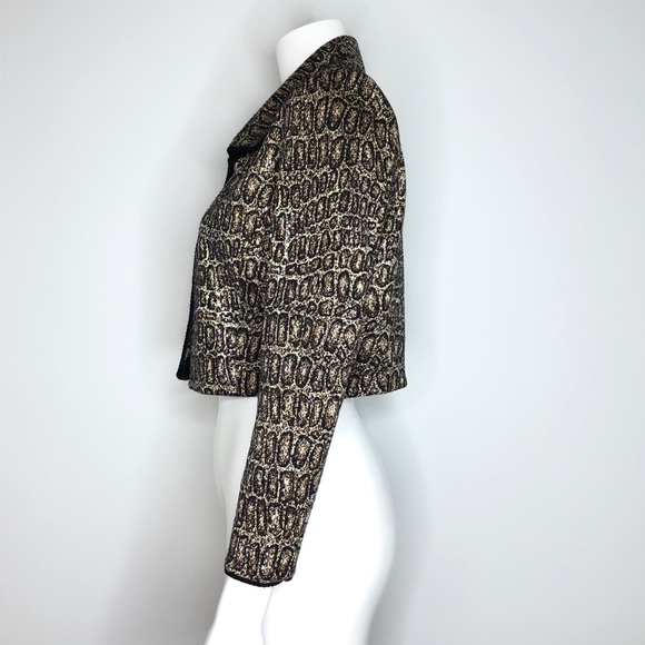 St. John Evening Animal Print Knit Crop Blazer - Picture 3 of 11